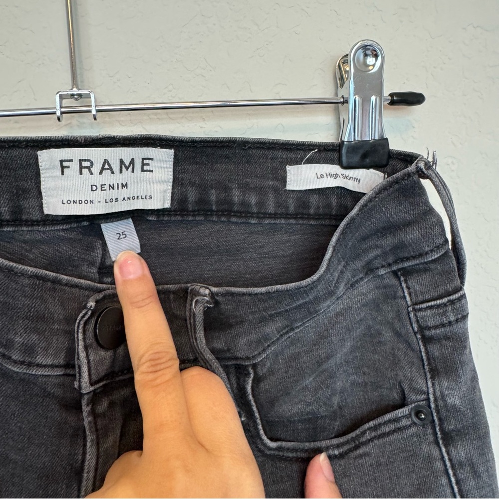 Frame Denim Le High Skinny Washed Black Distressed Skinny Jeans - Picture 3 of 4